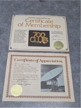 Pat Robertson 700 Club Certificate And Cassette Tapes
